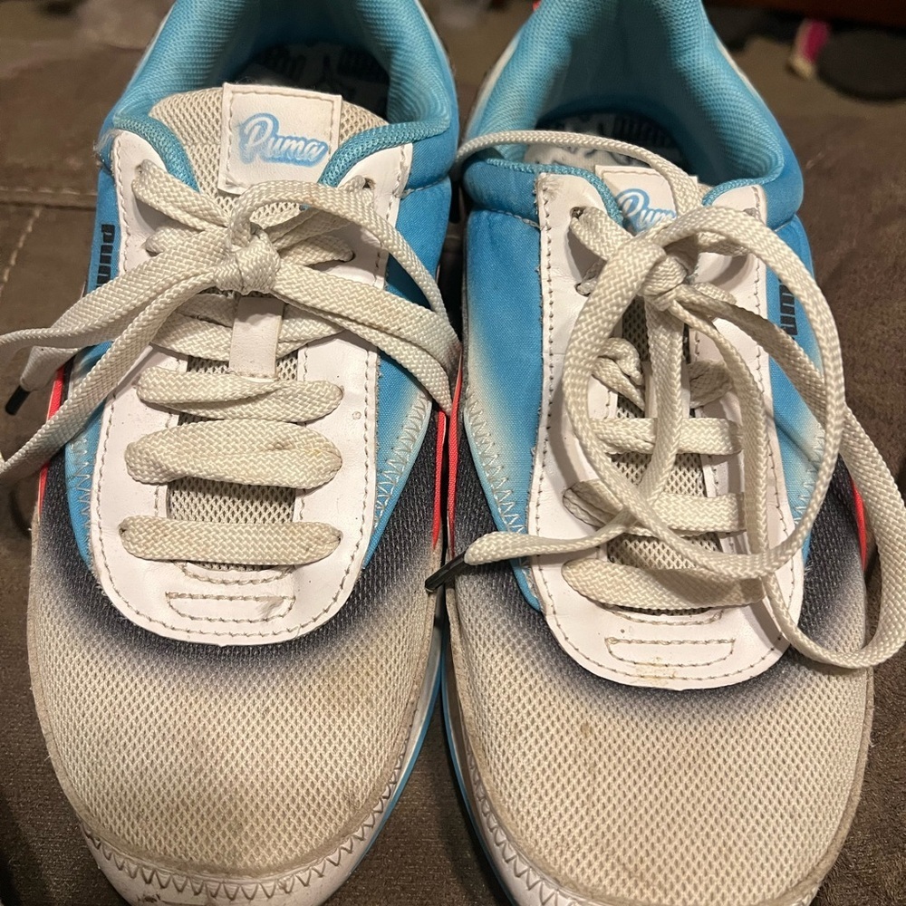 Puma Sky Blue and White Athletic Shoes - Picture 5 of 5